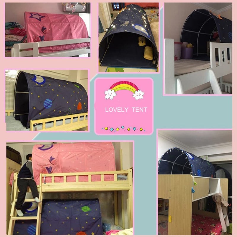 HI SUYI Children's Cabin Bed Tunnel Tent for 90-100cm in Width Loft Bed Bunk Tent,Fabric, Blue, Single - Image 4